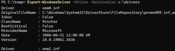 Export-WindowsDriver cmdlet PowerShell