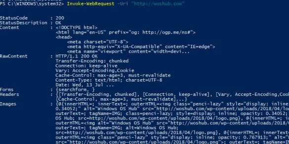 Invoke-WebRequest get webpage content using powershell