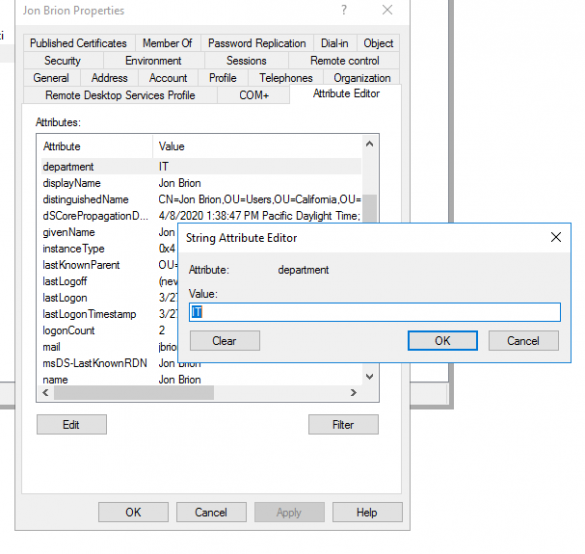 Active Directory Attribute Editor in ADUC