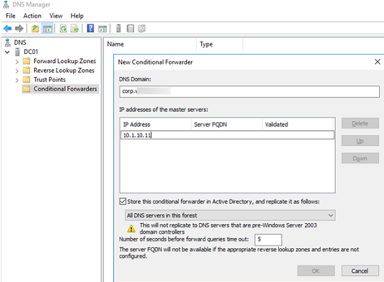 Add a Conditional Forwarder in Windows Server DNS