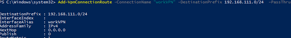 Add-VpnConnectionRoute -Adding route automatically after a successful VPN connection established
