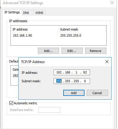 Assigning multiple IP addresses to single NIC in Windows 10