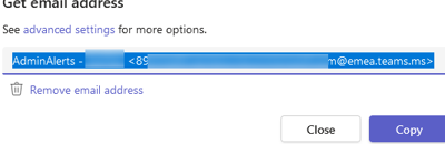 copy SMTP address from Teams