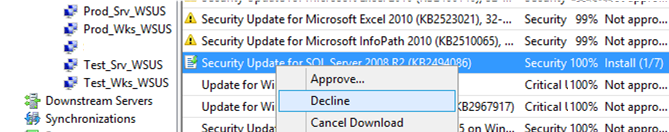 decline update in wsus