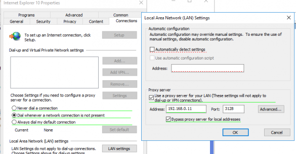 enable and configure proxy server settings using GPO