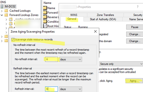 Enable DNS Aging on Windows Server