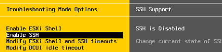 enable ssh on esxi host via local console