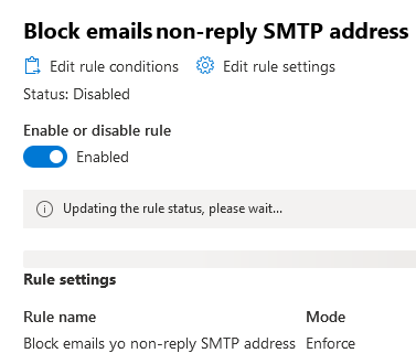 Enable Transport rule in Exchange Admin Center