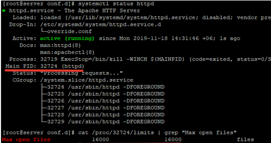 get Max open files per process by PID