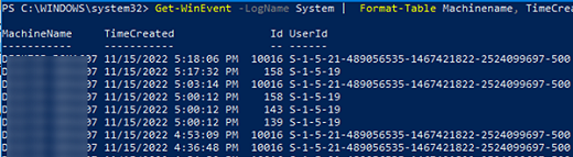 get-winevent format-table