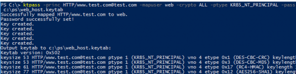 ktpass - generating keytab file on windows