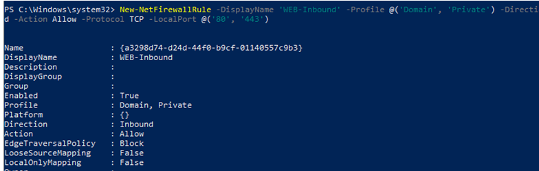 New-NetFirewallRule create new firewall rule with powershell