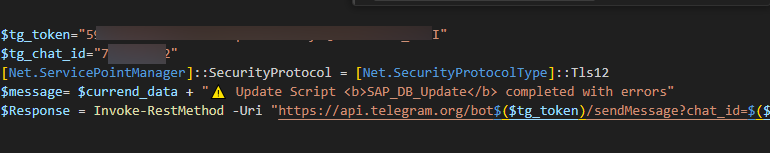PowerShell script to send message via Telegram API