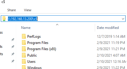 remotely accessing the C$ admin share with a local account