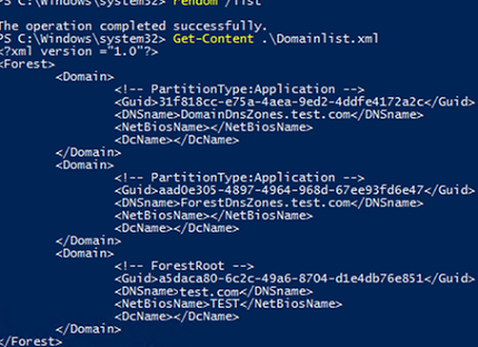 rendom /list command used to generate Domainlist.xml 