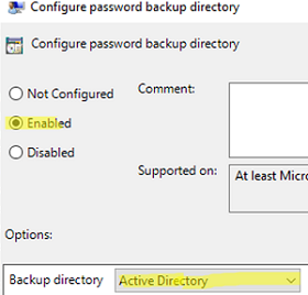 Save LAPS password to on-prem Active Directory