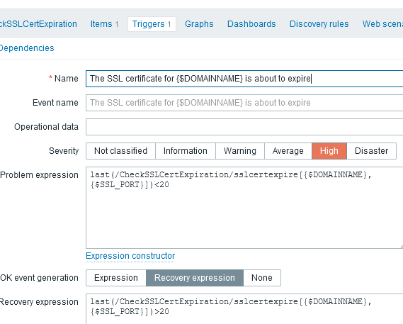 The SSL certificate for {$DOMAINNAME} is about to expire