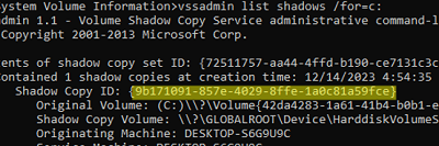 vssadmin list shadows 