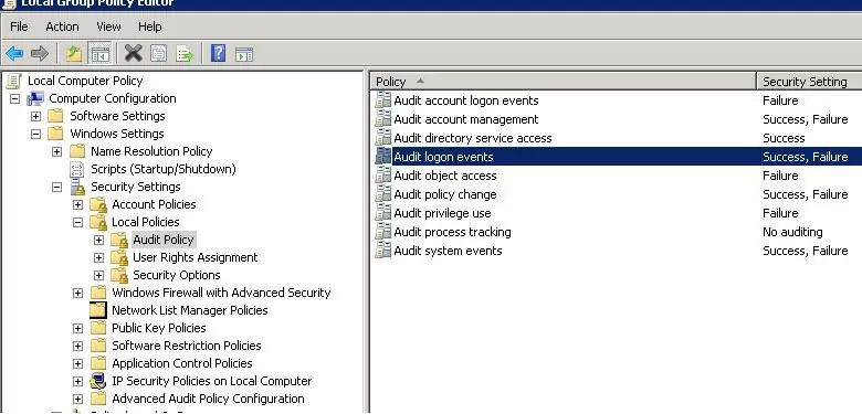 Account lockout audit policies