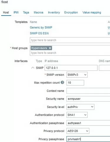 add esxi snmp monitoring on zabbix