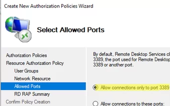 Allow only 3389 on RDGW