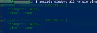 Ansible module win_ping