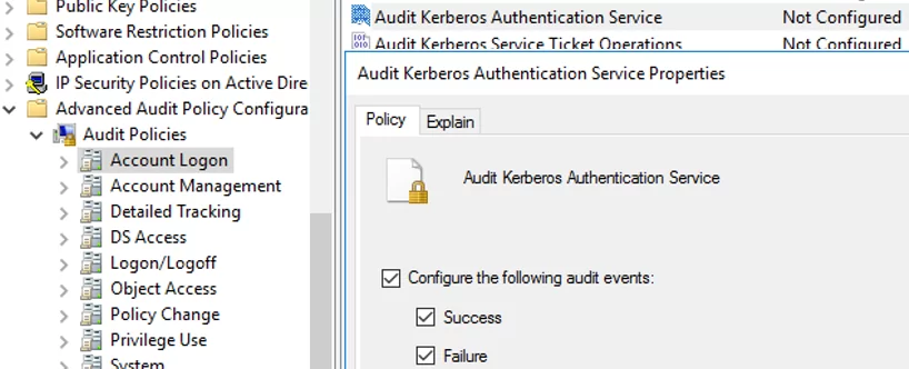 Audit Kerberos Authentication Service Policy