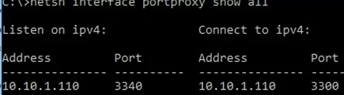 change port forwarding rule netsh portproxy