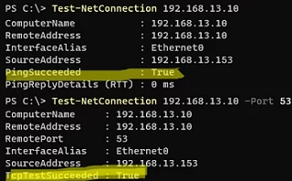 Check for DNS ports on DC