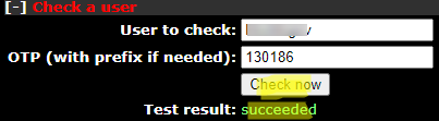 check users's one time password via web interface