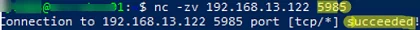 check winrm port 5985 connection from ansible