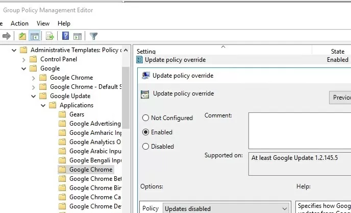 disable chrome update via gpo