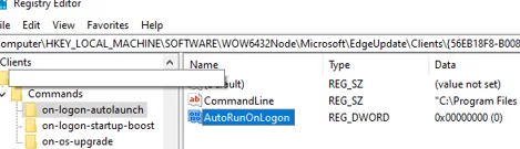 Disable Edge AutoRunOnLogon via the registry