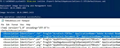 dism: export default app assotiations