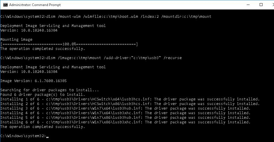 dism /image:c:\tmp\mount /add-driver usb
