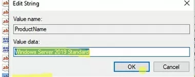 downgrade windows server edition via registry