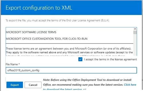 Download Office customization config file