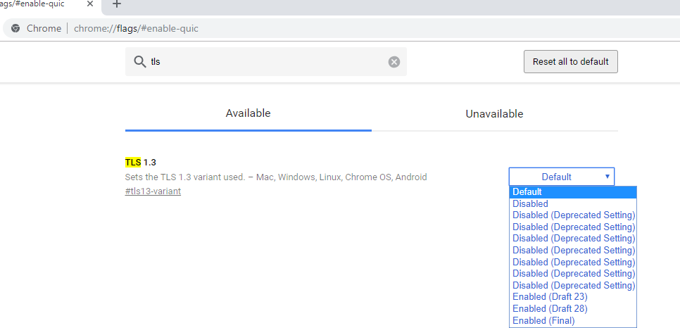 enable tls 1.3 in google chrome
