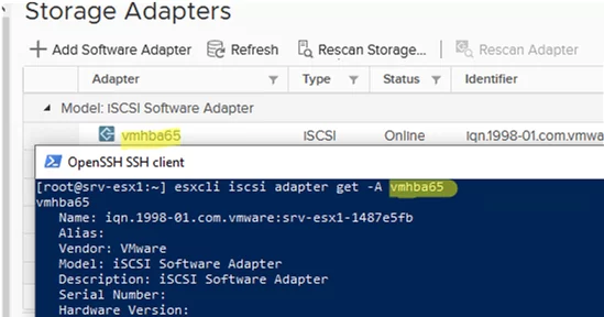 esxcli iscsi adapter get info