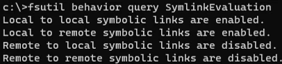 fsutil behavior query SymlinkEvaluation