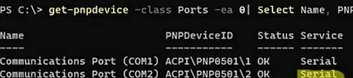 powershell - get com port service name