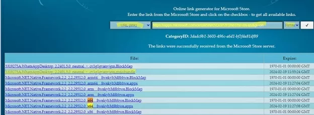 get direct download link on microsoft store app