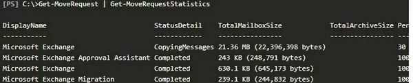 get exchange mailbox moverequest statistics