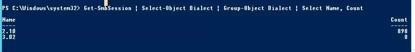 Get-SmbSession used Dialect versions