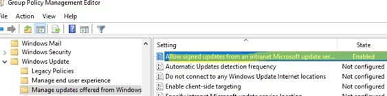 GPO: Allow signed content from intranet Microsoft update service location