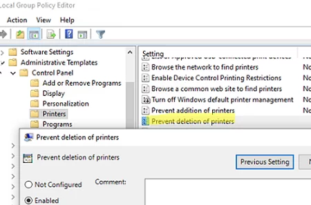 GPO option: Prevent deletion of printers