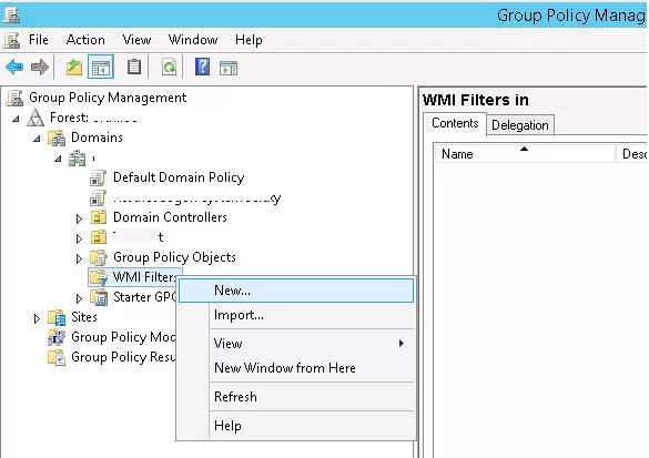 Create new GPO WMI filter