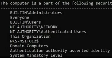 gpresult scope computer - list security groups membership