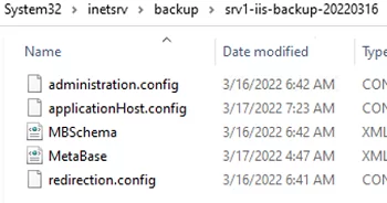 iis backup folder