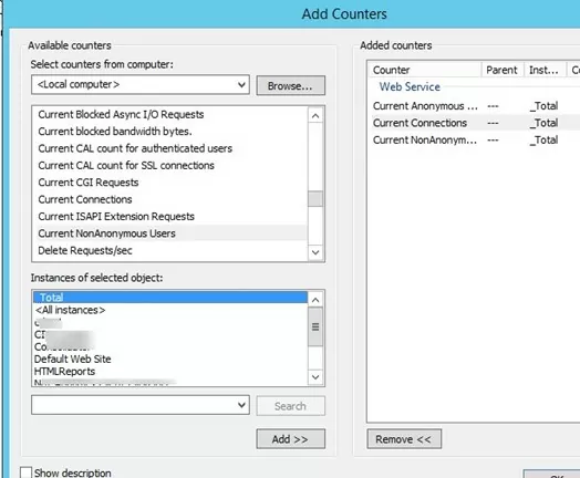 iis performance counters